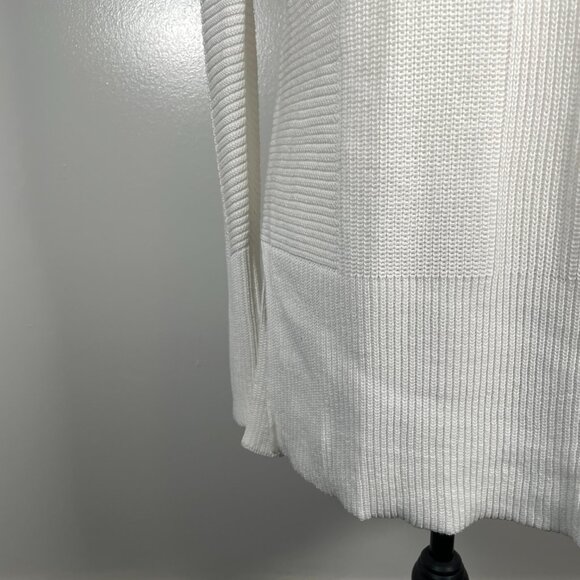 Rachel Zoe White V Neck Ribbed Knit Long Sleeve Pullover Tunic Sweater M - Picture 5 of 14